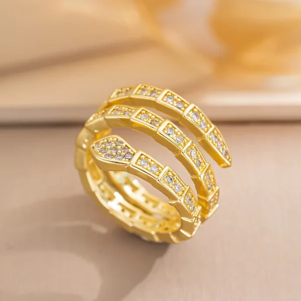 Snake Bone Cubic Zirconia Open Ring